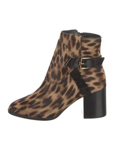 Pre-owned Tod's Ponyhair Animal Print Boots In Brown