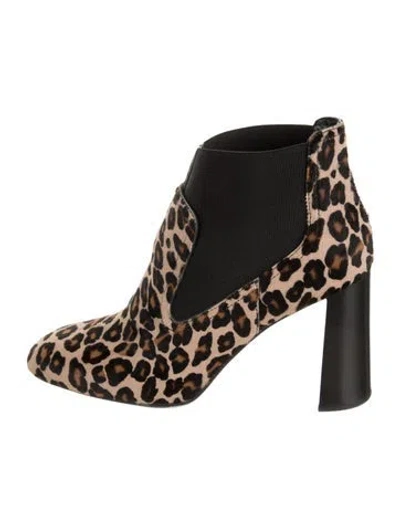Pre-owned Tod's Ponyhair Animal Print Chelsea Boots In Brown