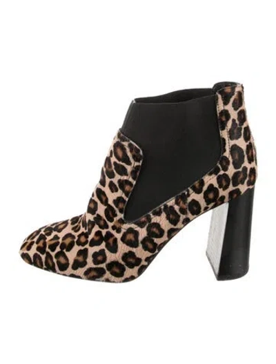 Pre-owned Tod's Ponyhair Animal Print Chelsea Boots In Brown