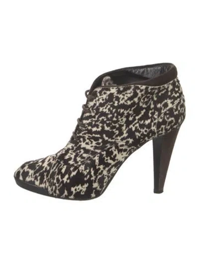 Pre-owned Tod's Ponyhair Animal Print Lace-up Boots In Neutral