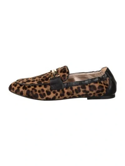 Pre-owned Tod's Ponyhair Animal Print Loafers In Neutrals