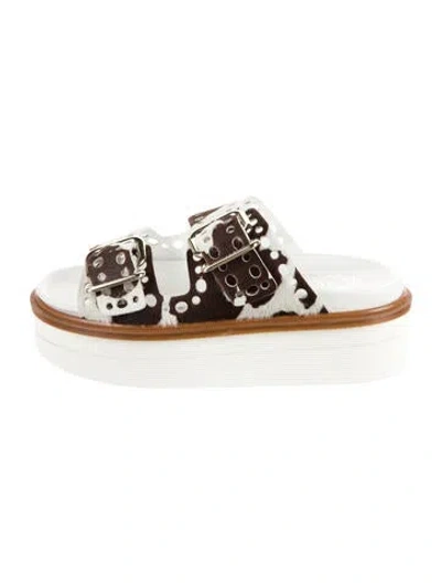 Pre-owned Tod's Ponyhair Animal Print Slides In Neutral