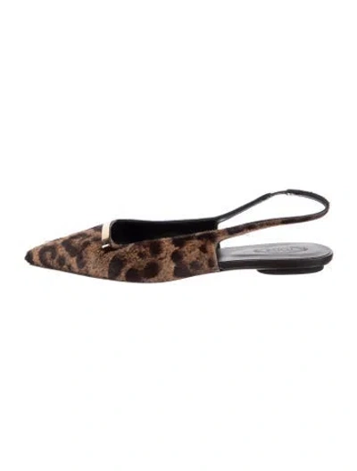 Pre-owned Tod's Ponyhair Animal Print Slingback Flats In Multi