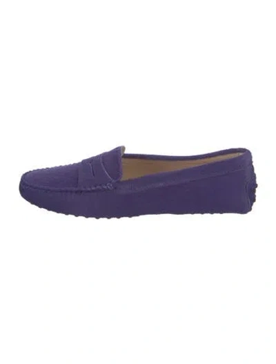 Pre-owned Tod's Ponyhair Loafers In Purple