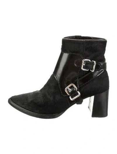 Pre-owned Tod's Ponyhair Moto Boots In Black