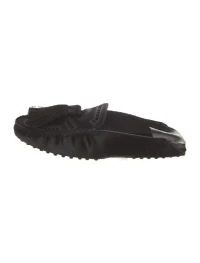 Pre-owned Tod's Ponyhair Tassel Accents Mules In Black