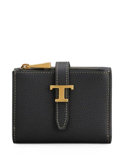 Tod's Portafoglio In Pelle Con Cinturino E Mini Accessorio T Timeless In Nero