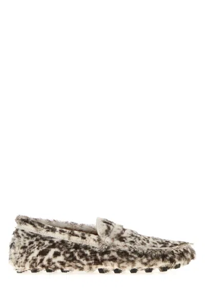 TOD'S PRINTED CALF HAIR LOAFERS