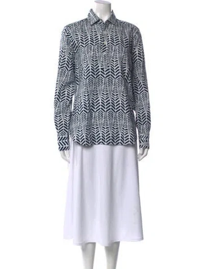 Pre-owned Tod's Printed Long Sleeve Button-up Top In Multi