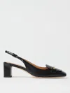 Tod's Square Toe Block Heel Gold-tone Hardware Slingback In Black