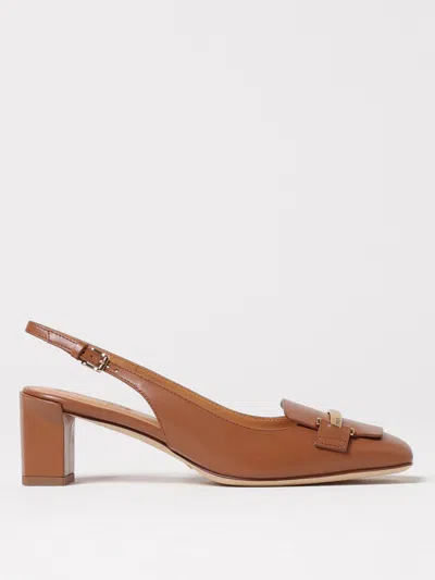 Tod's 50 Leather Slingback Pumps In Dark Kenya