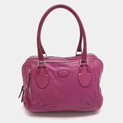 Pre-owned Tod's Purple Leather Satchel