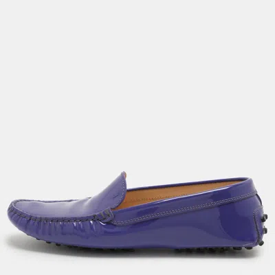 Pre-owned Tod's Purple Patent Leather Slip On Loafers Size 37