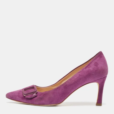 Pre-owned Tod's Purple Suede Buckle Pumps Size 40