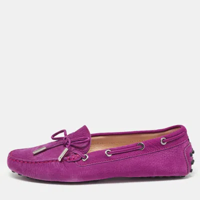 Pre-owned Tod's Purple Suede Gommino Loafers Size 37.5