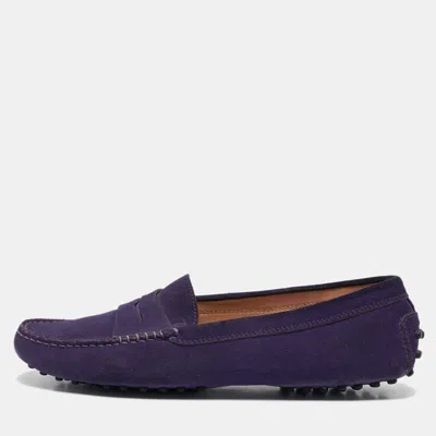 Pre-owned Tod's Purple Suede Gommino Slip On Loafers Size 39.5