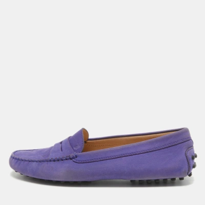 Pre-owned Tod's Purple Suede Slip On Loafers Size 39