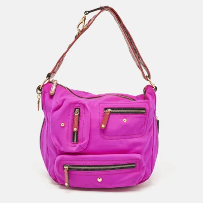 Pre-owned Tod's Purple/old Rose Neoprene And Patent Leather Multiple Pocket Expandable Hobo