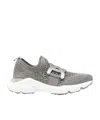 Tod's Sport Run Leather-trimmed Sneakers In Gray
