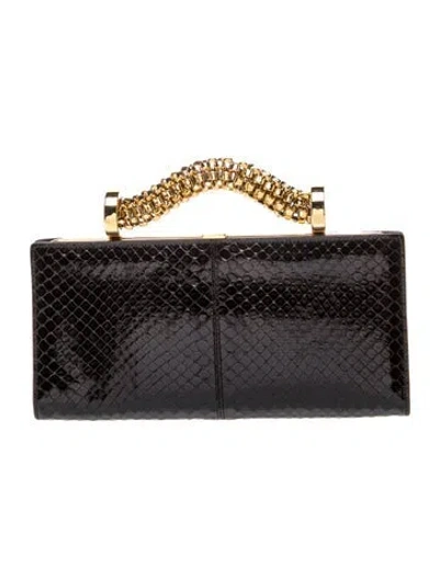 Pre-owned Tod's Python Clutch In Black