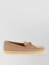 Tod's Raffia Bow Loafers Espadrille Trim Rubber Sole In Neutral