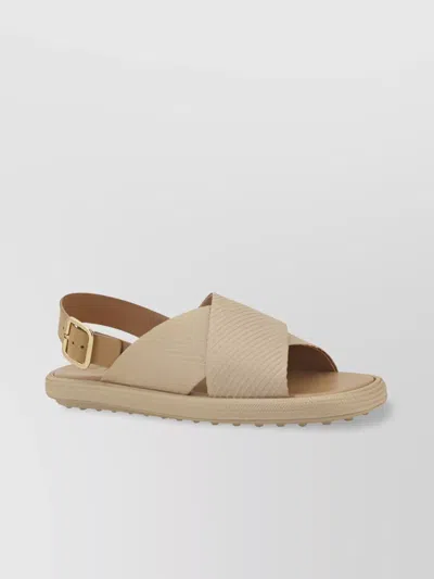 TOD'S RAFFIA CROSS STRAP SANDALS