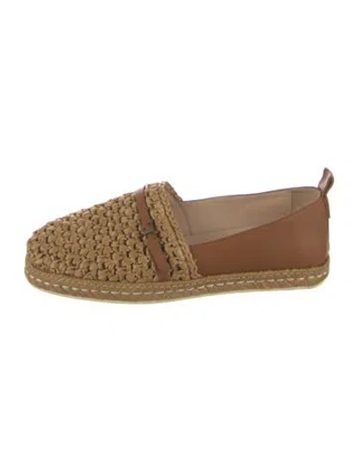 Pre-owned Tod's Raffia Espadrilles In Neutrals