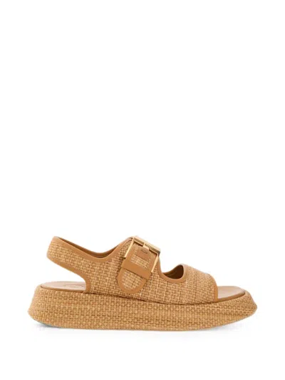 Tod's Raffia Platform Sandals In Neutral