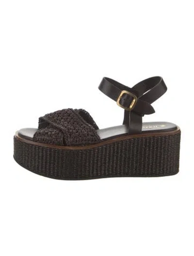 Pre-owned Tod's Raffia Sandals In Brown