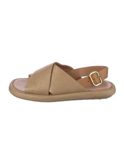 Pre-owned Tod's Raffia Sandals In Neutrals