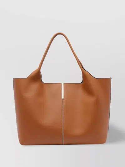 Tod's Rectangular Double Handles Contrast Stitching Shoulder Bag