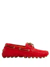 Tod's Gommino Leather-trimmed Suede Boat Shoes In Red