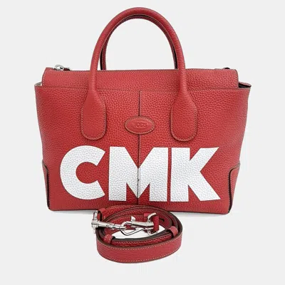 Pre-owned Tod's Red Leather Tote And Shoulder Bag