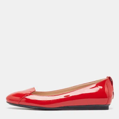 Pre-owned Tod's Red Patent Leather Ballet Flats Size 38