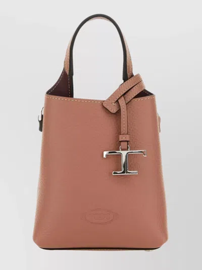 Tod's Refined Leather Mini Tote In Pink