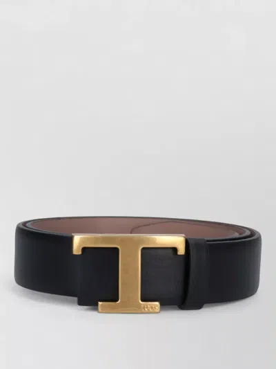 Tod's Reversible Adjustable Leather Belts Collection In Black