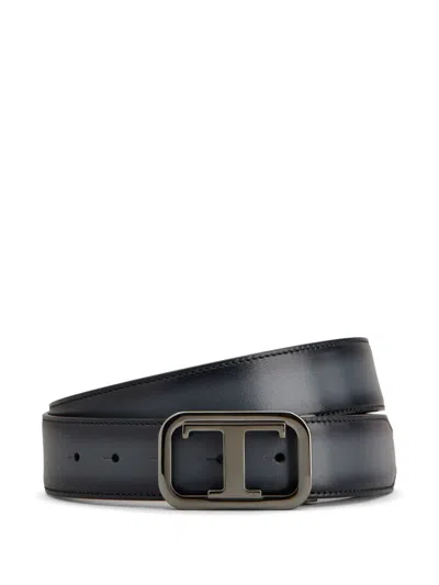 Tod's Reversible Leather Belt In Black