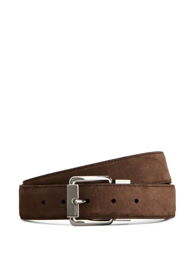 Tod's Reversible Belt In Suede In Brown