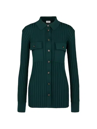 Tod's Ribbed Button Cardigan In Green