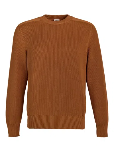Tod's Ribbed Crew-neck Sweater In Brown