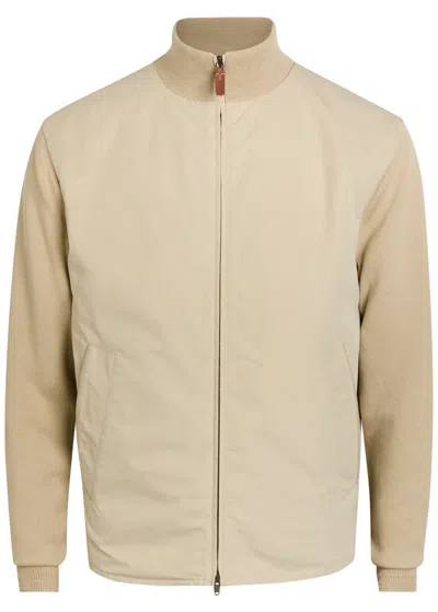 Tod's Tods Ribbed-knit And Cotton Jacket In Neutral