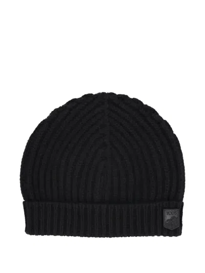 Tod's Ribbed Knit Beanie In Black