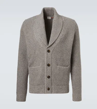 Tod's Ribbed-knit Wool And Cashmere Cardigan In Gray