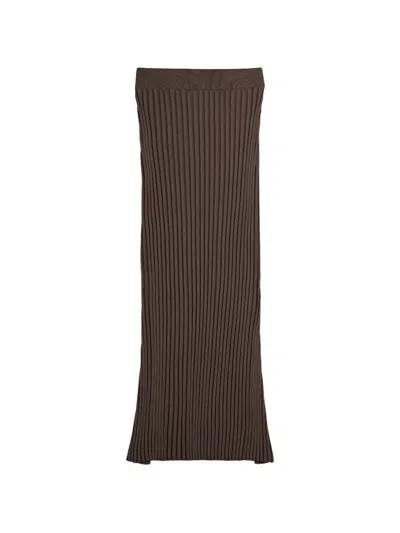 Tod's Ribbed Midi Skirt In Brown