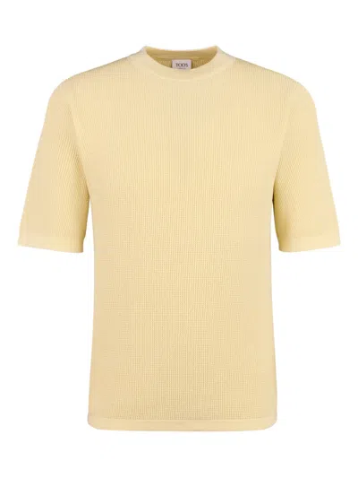Tod's Ribbed Short-sleeve T-shirt In Yellow