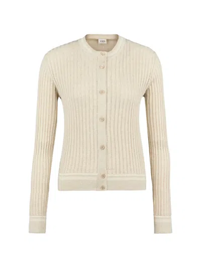 Tod's Ribbed-knit Buttoned Cardigan In Neutral