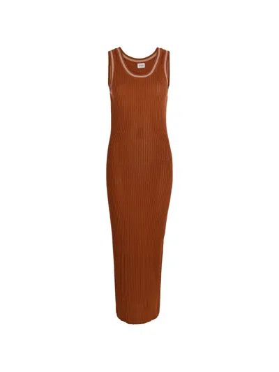 Tod's Tods Scoop-neck Cotton-knit Midi Dress In Brown
