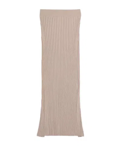 Tod's Ribbed-knit Midi Skirt In Metallic