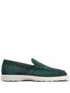Tod's Ridged-sole Suede Loafers In Green