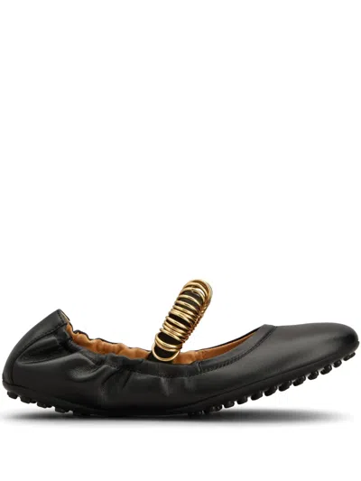 Tod's Ring-detail Ballerina Shoes In Black